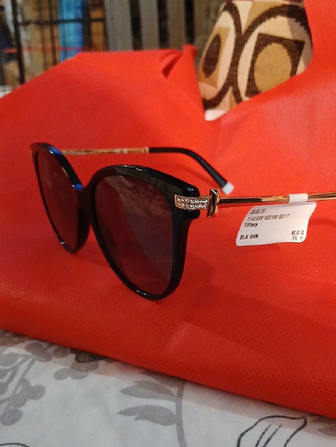 Nwt!! Tiffany & Co. Black Sunglasses With Gold Temples